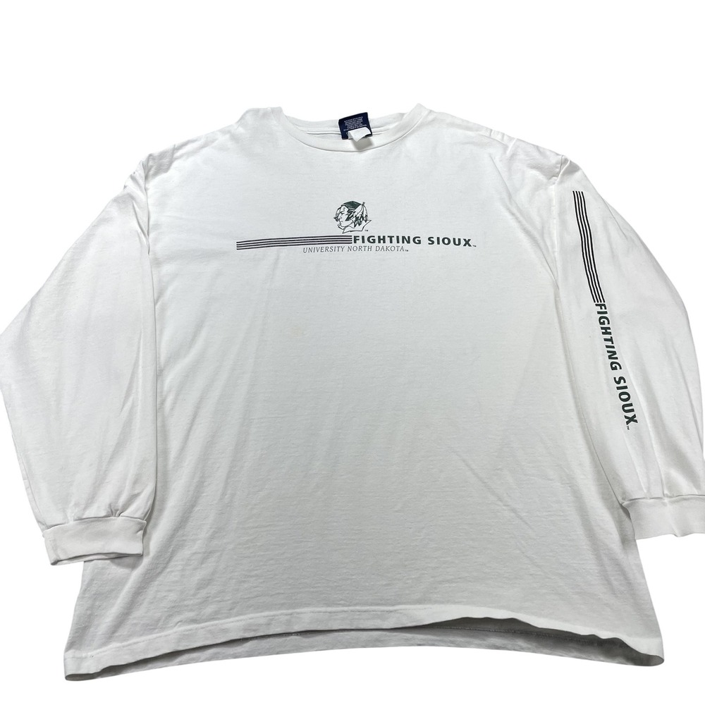 North Dakota Fighting Sioux Shirt Mens 2XL‎ White NCAA Hockey JanSport Tee